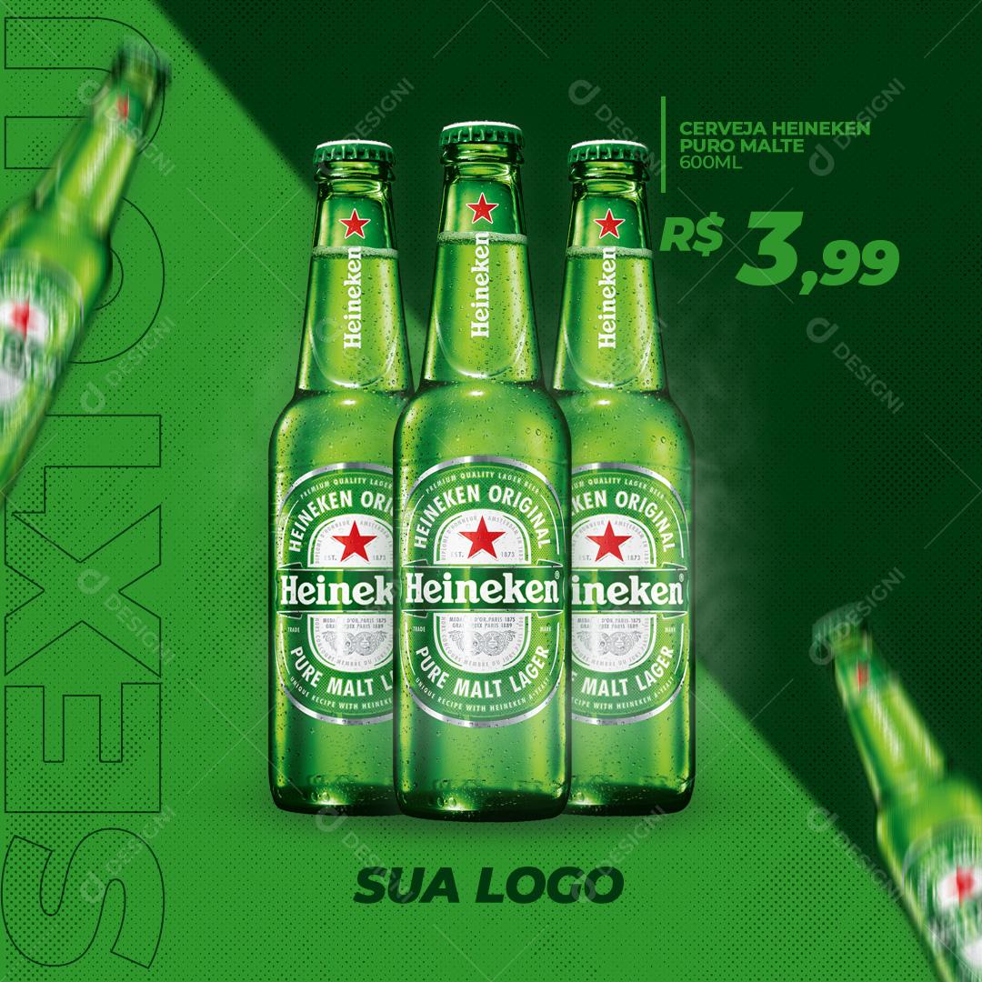 Social Media Distribuidoras Cerveja Heineken Puro Malte Psd Edit Vel