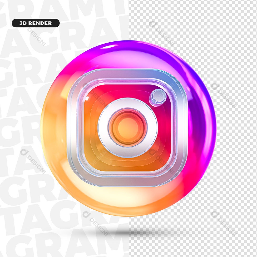 Red 3D instagram logo on transparent background PNG - Similar PNG