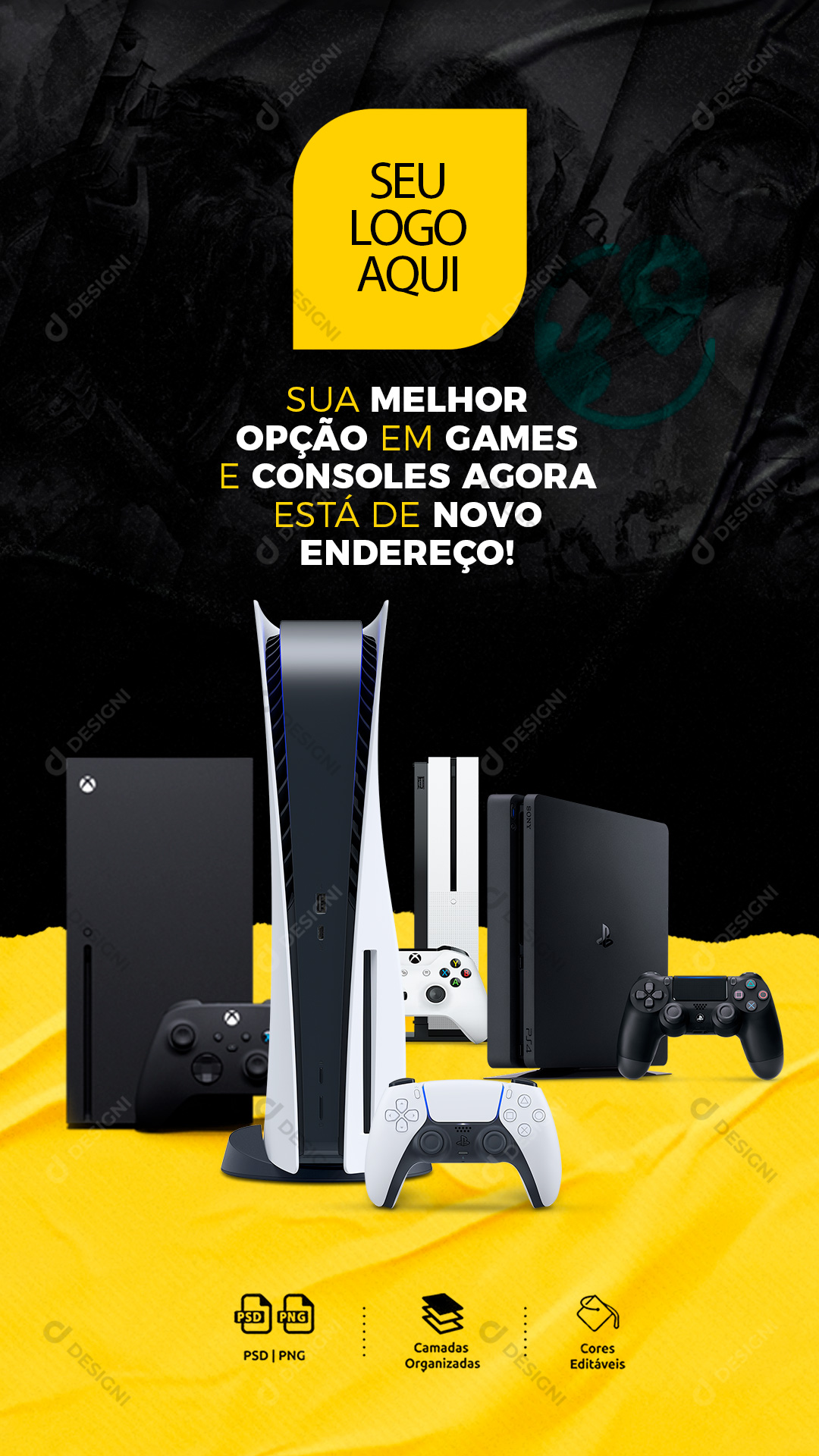 Sua Melhor Opção em Games e Consoles Stories Social Media PSD Editável