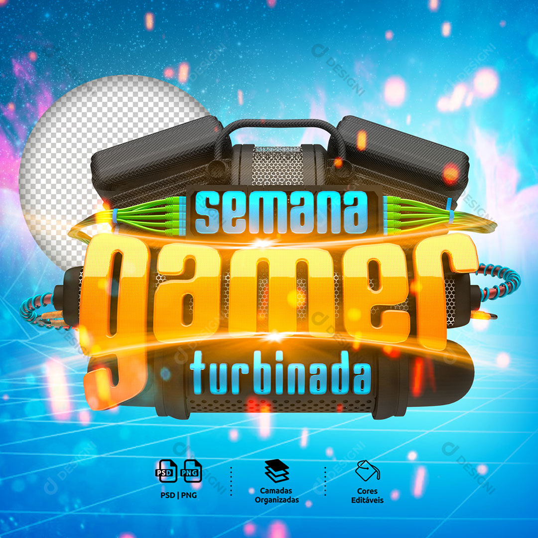 Semana Gamer Turbinada Selo 3D Para Composição PSD Editável