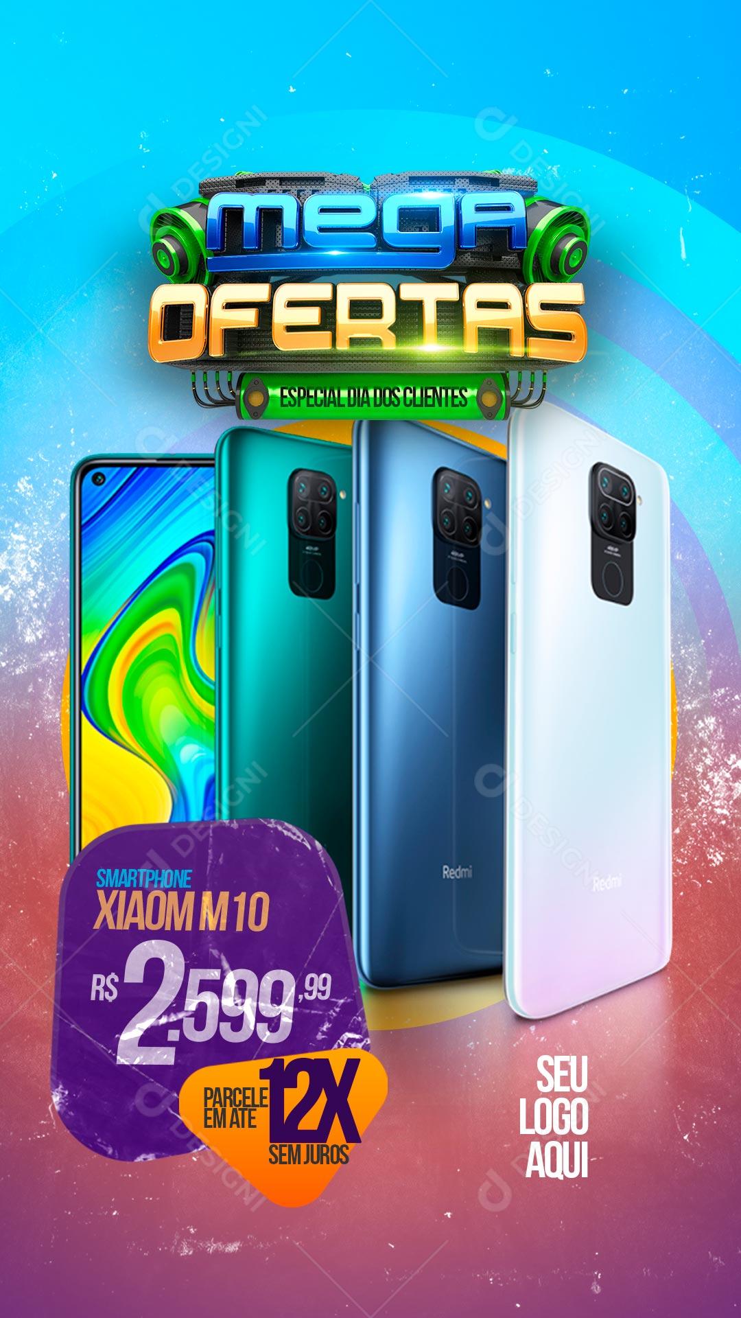 Post Story Loja Mega Ofertas Produtos Celulares Social Media PSD Editável