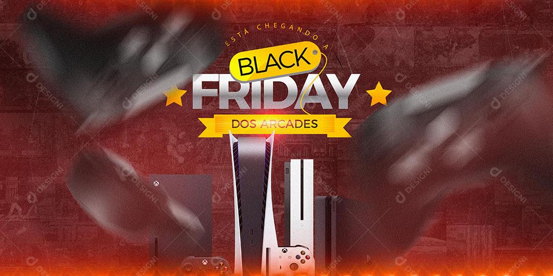 Post Banner Black Friday dos Arcades Produtos Eletrônicos Social Media PSD Editável