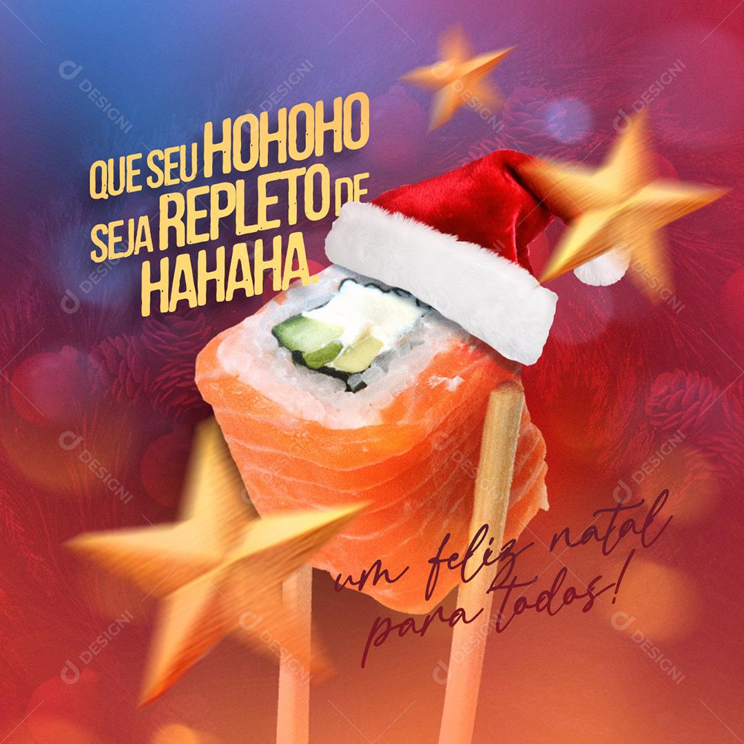 Social Media Feliz Natal Com Sushi Repleto De Hohoho PSD Editável