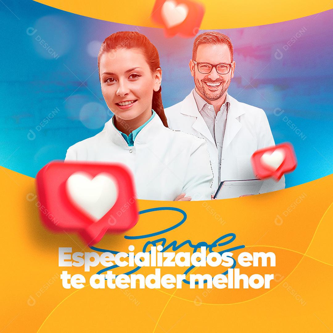 Farmácias Especializados Em Te Atender Melhor Social Media PSD Editável