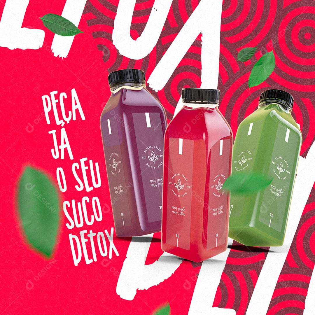 Sucos Detox Peça Já O Seu Social Media PSD Editável