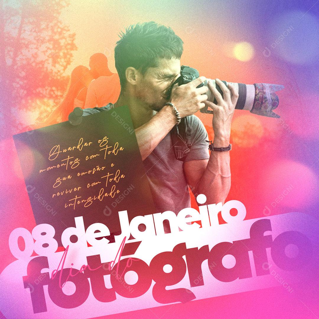 Social Media 08 de Janeiro Dia do Fotógrafo PSD Editável