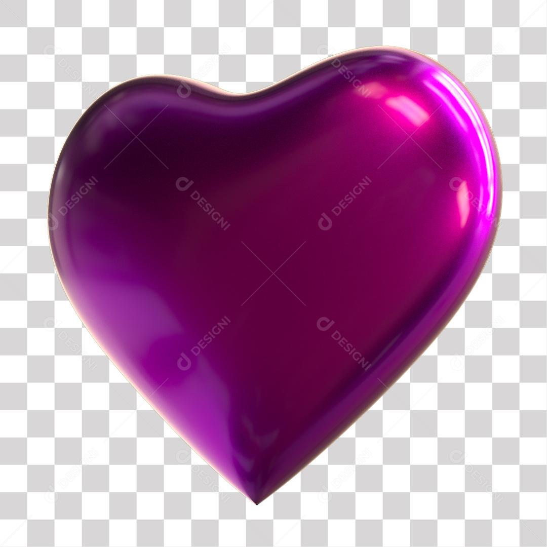 Renderização 3d de coração roxo colorido