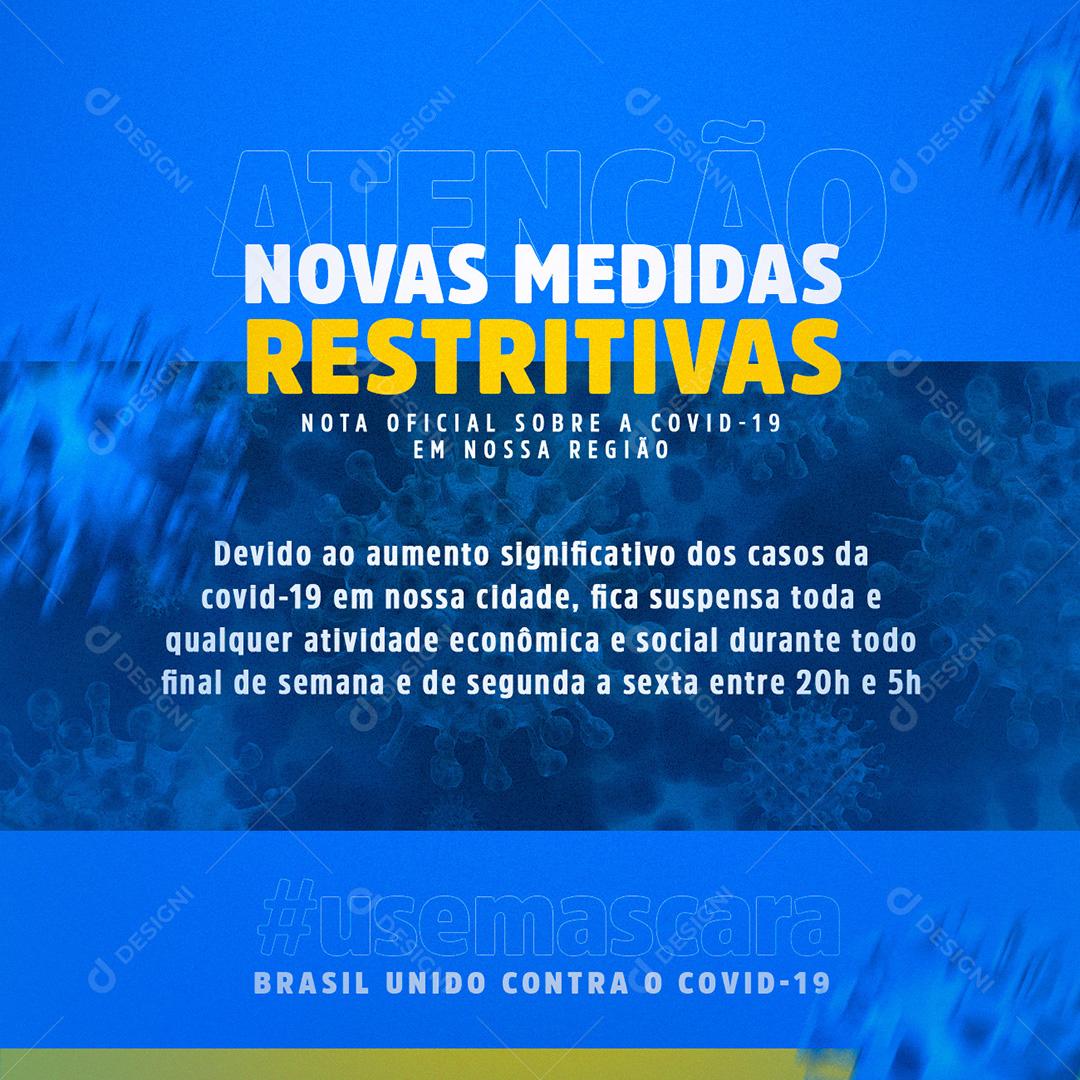 Social Media Novas Medidas Restritivas Prefeituras Covid  PSD Editável