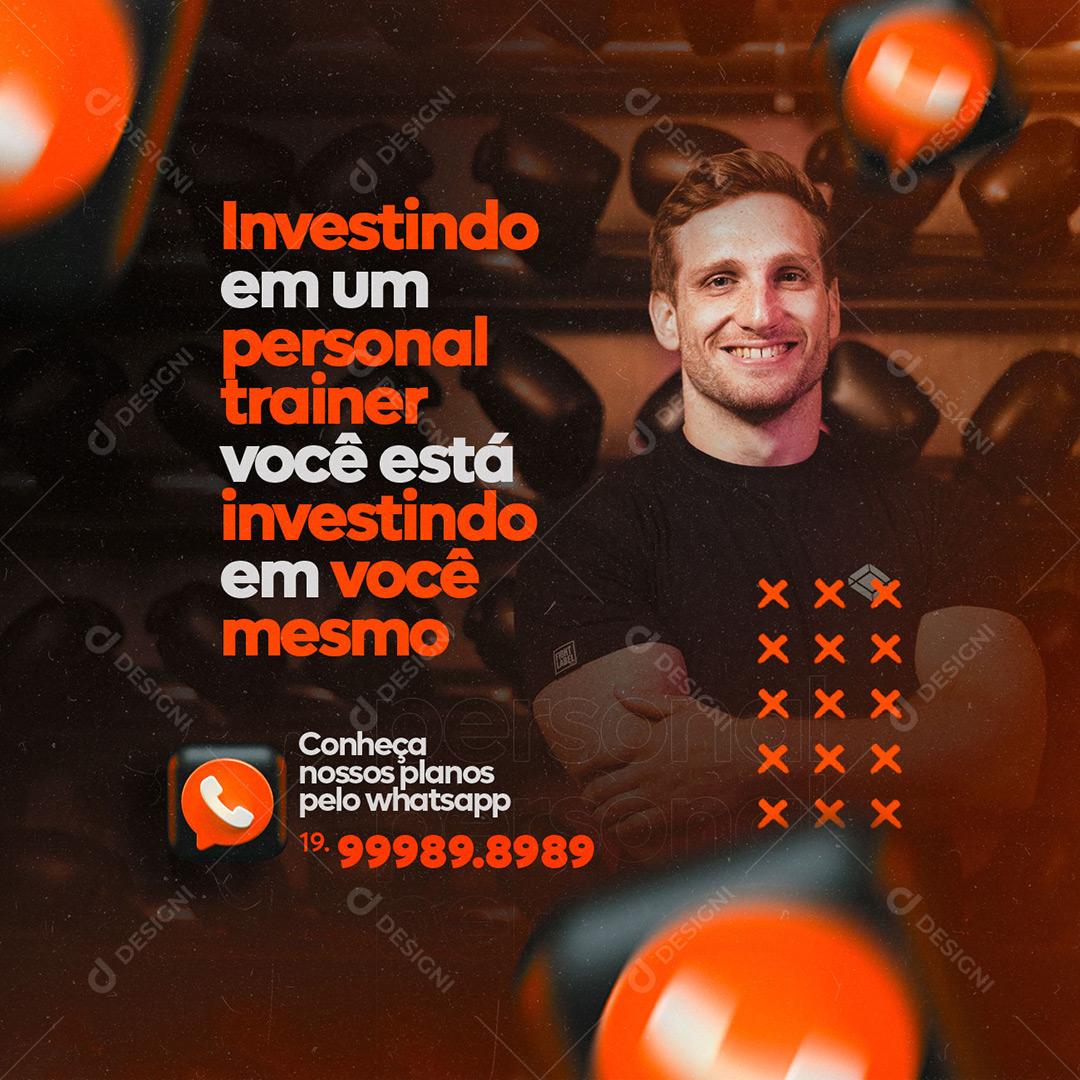 Social Media Investindo Em Um Personal Trainer Academia PSD Editável