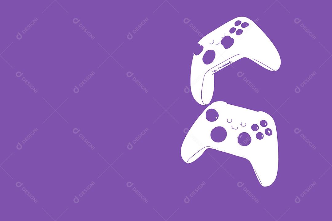 Game controller illustration on purple background