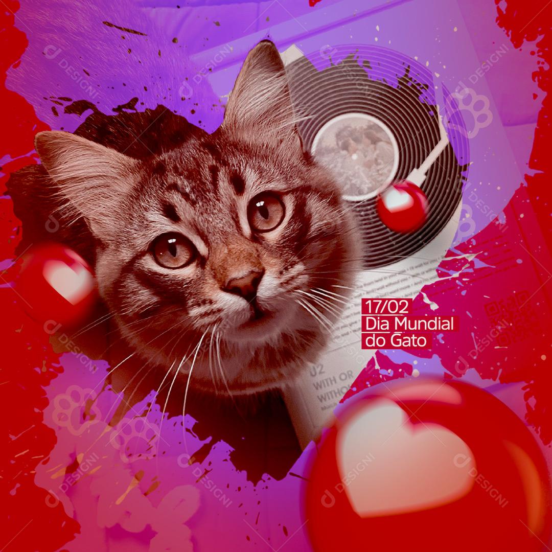 February 17th Day of the Cat Social Media Editable PSD