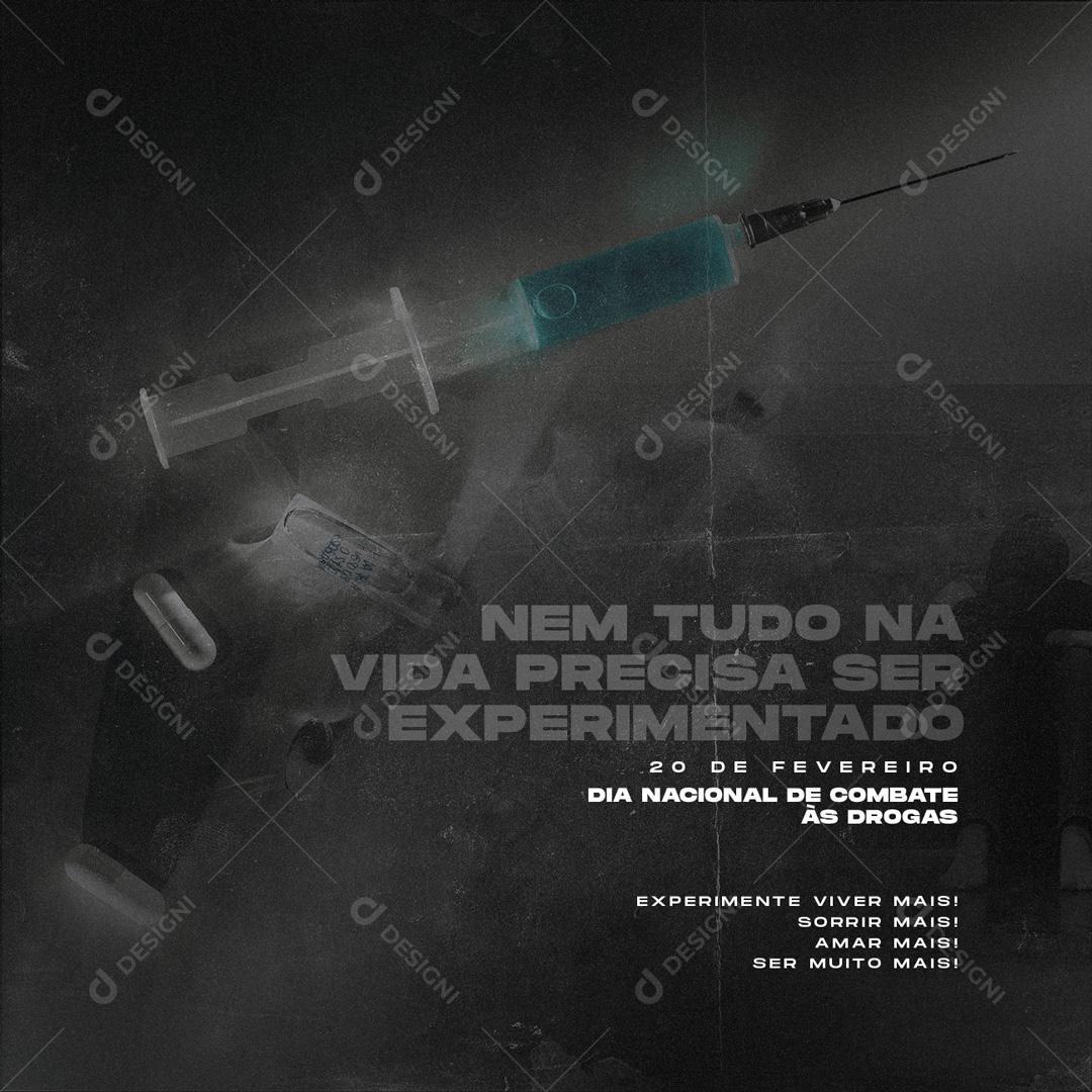 Social Media Nem tudo na vida precisa ser experimentado Dia do Combate às Drogas PSD Editável