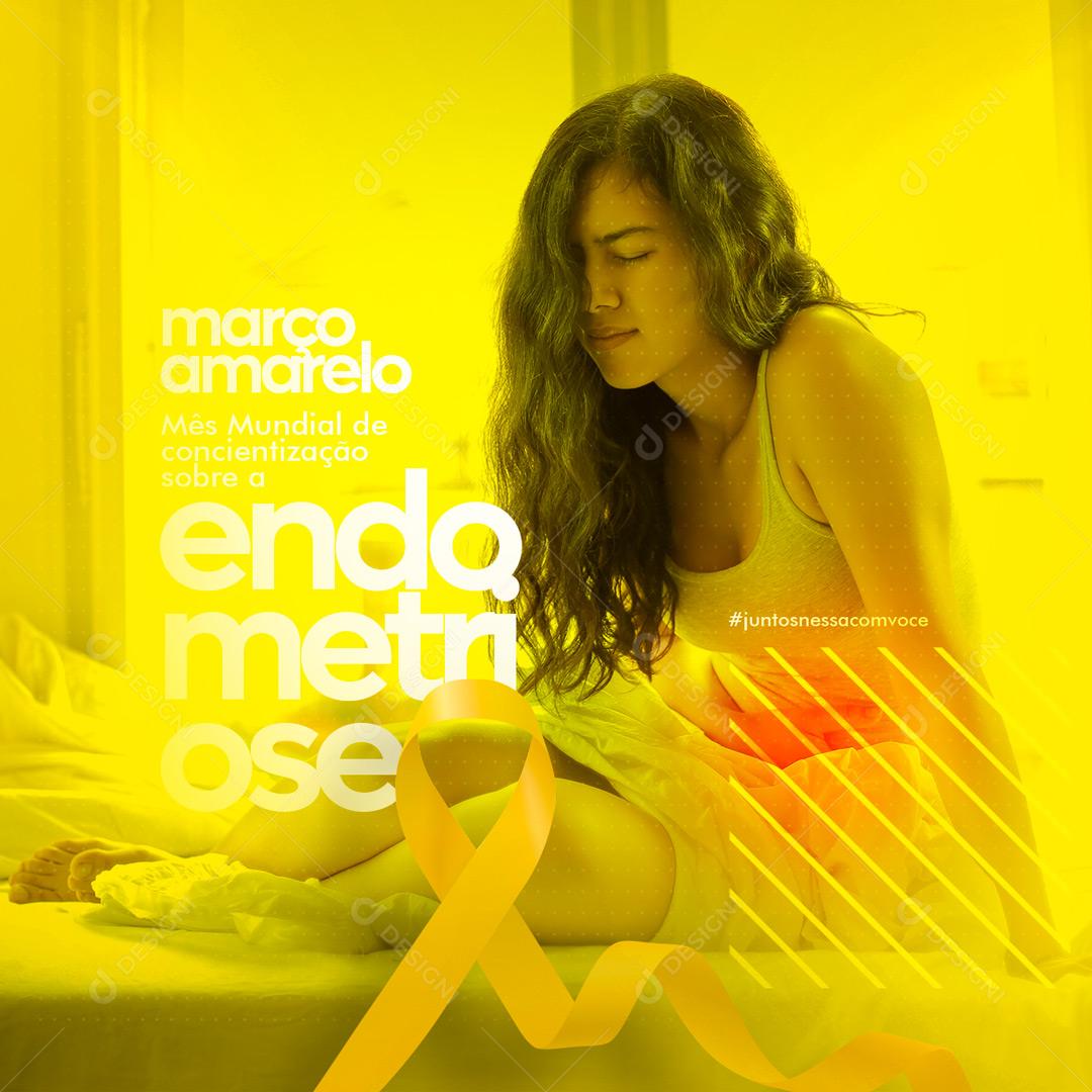 Março Amarelo endometrose Social Media PSD Editável