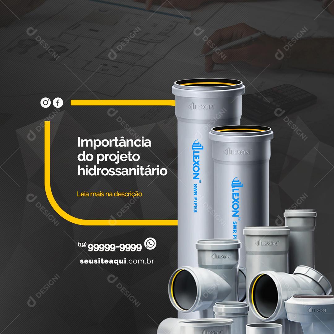 Engenharia Importância do projeto hidrossanitário Social Media PSD Editável