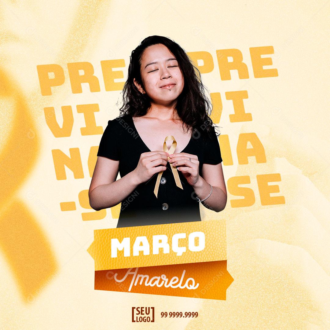 Março Amarelo Previna-se Social Media PSD Editável