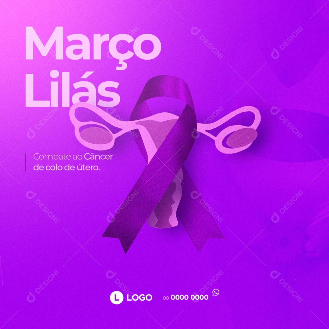 March Lilac Month of Awareness and Fight against Cervical Cancer Social Media Editable PSD