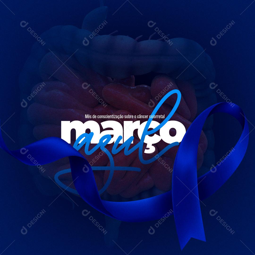 Social Media Mês Prevenção Câncer Colorretal Março Azul PSD Editável