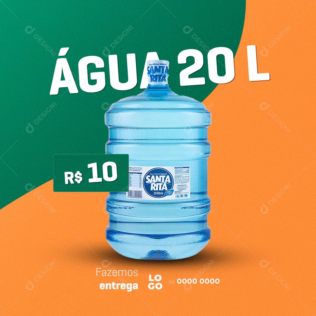 Post Galão de Agua Mineral Social Media PSD Editável