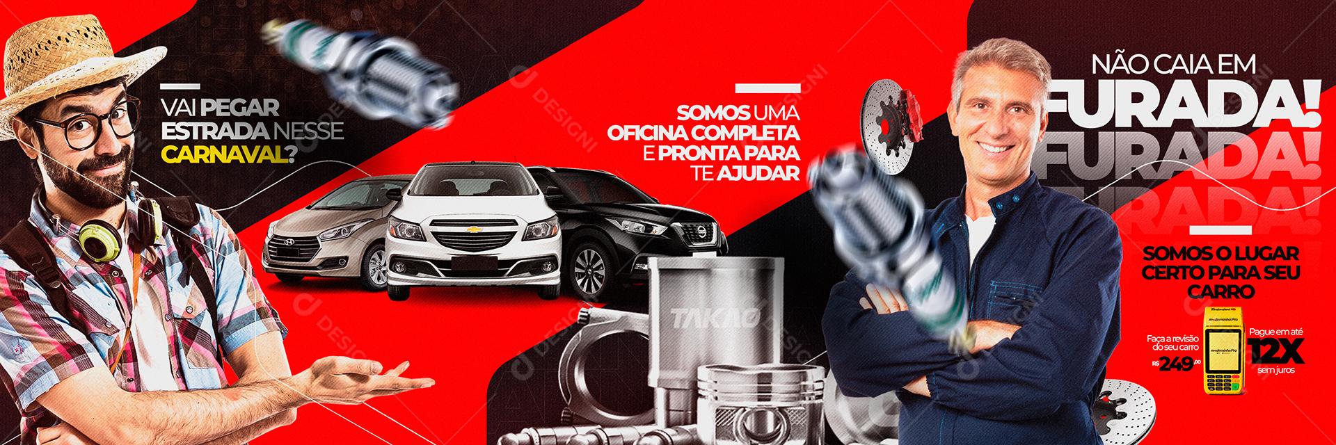 Carrossel Oficina Mecânica Vai Pegar a Estrada Revisão Social Media PSD Editável