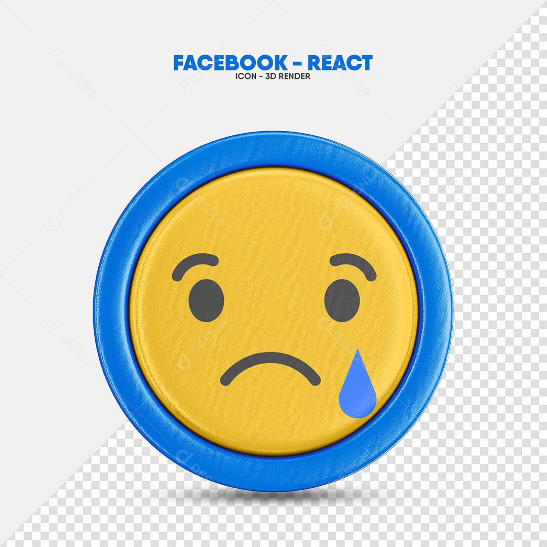 Emoji triste 3d nas mídias sociais do facebook