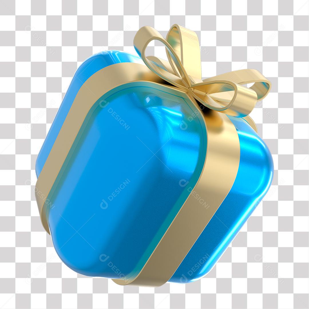 3D Blue Gift Box Element For Composition PNG Transparent No Background