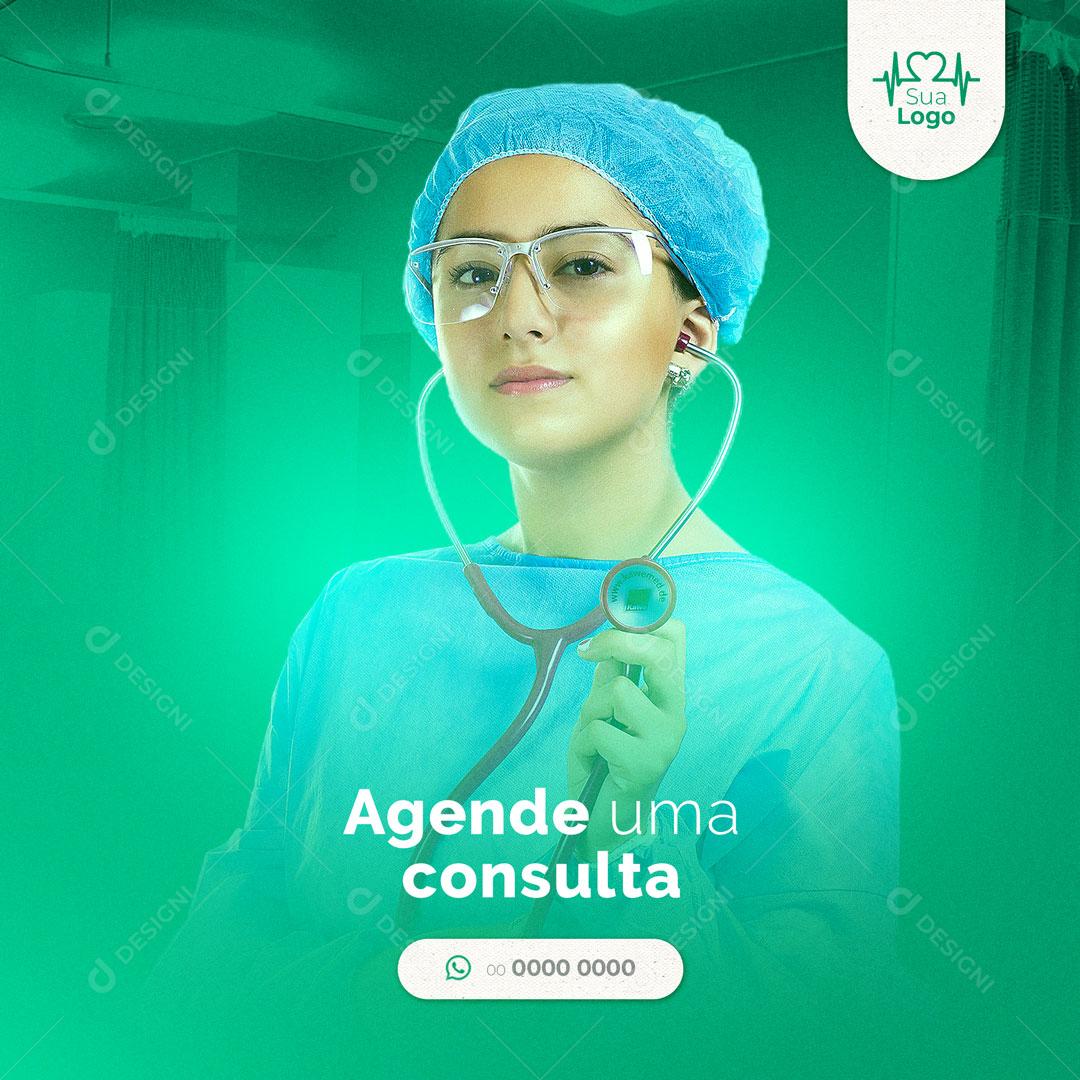 Post Clínica Médica Agende uma Consulta Social Media PSD Editável