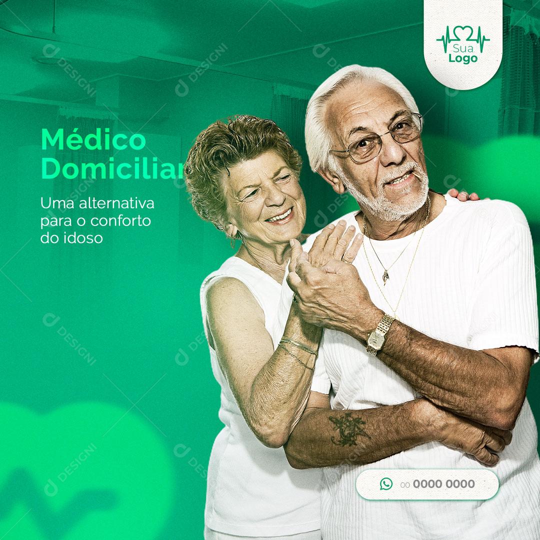 Clínica Médica Médico Domiciliar Alternativa Para o Conforto do Idoso Social Media PSD Editável