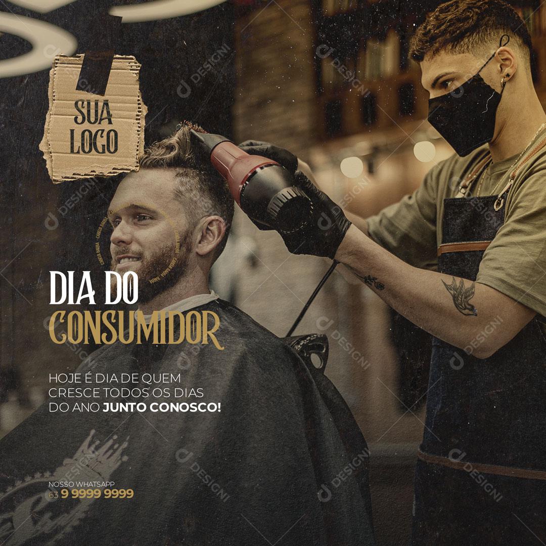 Post Barbearia - Dia do Consumidor 15 de Março Social Media PSD Editável