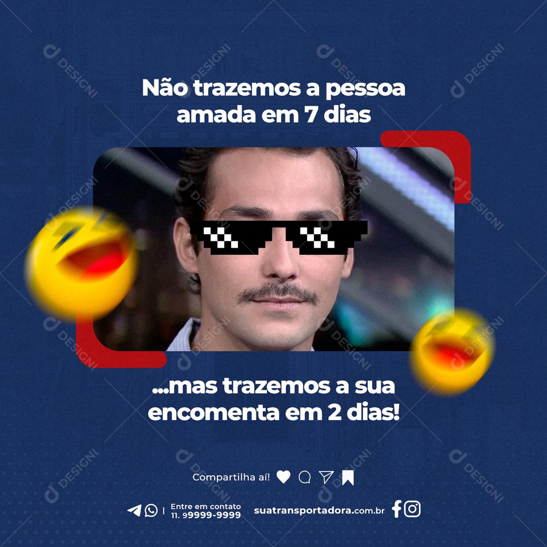 Social Media Trazemos a sua encomenda em 2 dias Transportadora PSD Editável