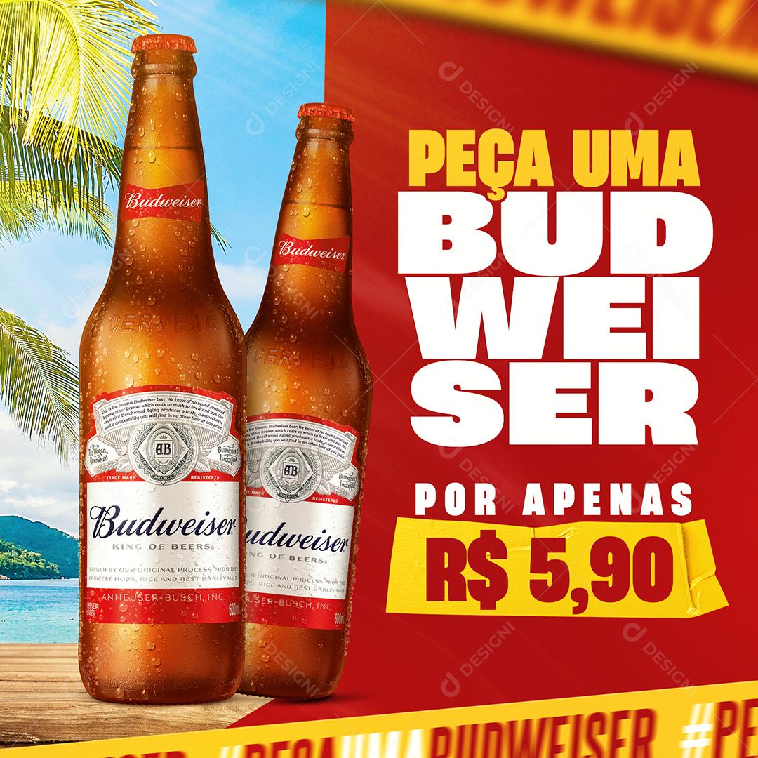 Social Media Peça Uma Budweiser Cervejas PSD Editável [Download.