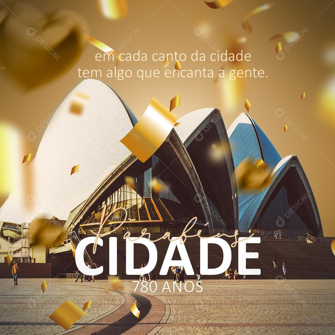 Post Aniversário de Cidade Parabéns Social Media PSD Editável