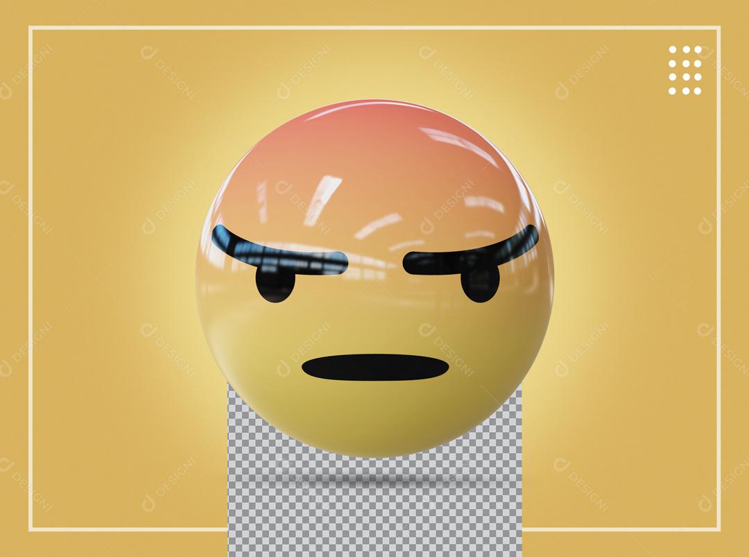 Emoji With Angry Stressed Expression 3D Element For Composition PSD