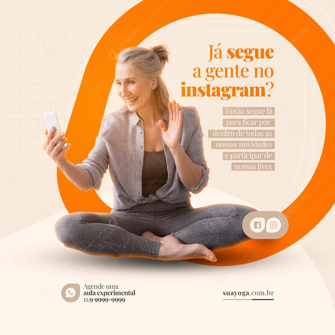 Social Media Já Segue a Gente no Instagram Yoga PSD Editável