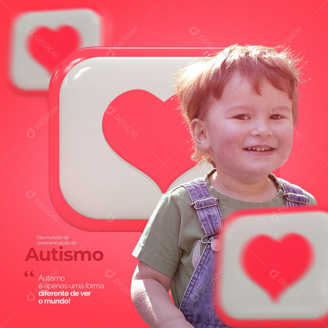 Post Dia Mundial de Conscientização Sobre o Autismo 02 de Abril Social Media PSD Editável