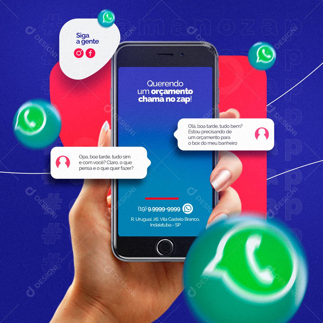 Social Media Wanting a Budget Call Zap Vidraçaria Editable PSD