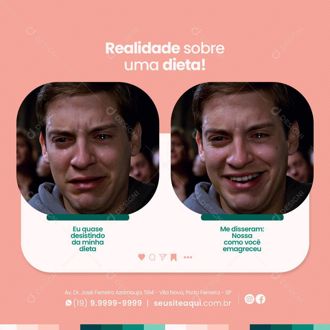 Meme Realidade Sobre Uma Dieta Social Media PSD Editável