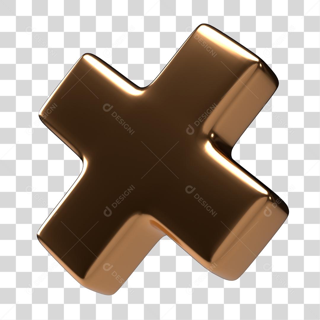 Símbolo de Real Elemento 3D Dourado e Preto para Composição PNG