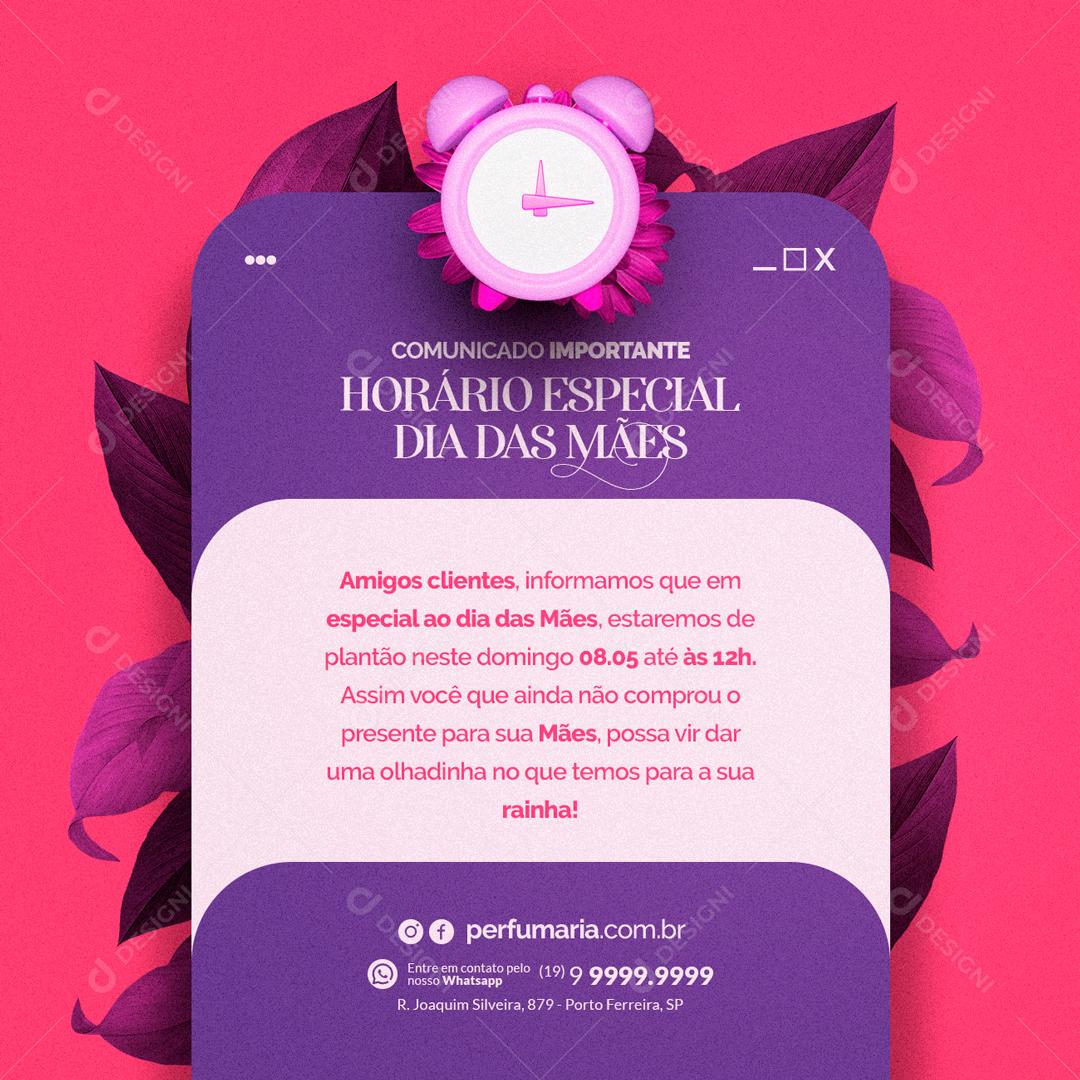 Social Media Important Announcement Special Hours Mother's Day Perfume PSD Editable