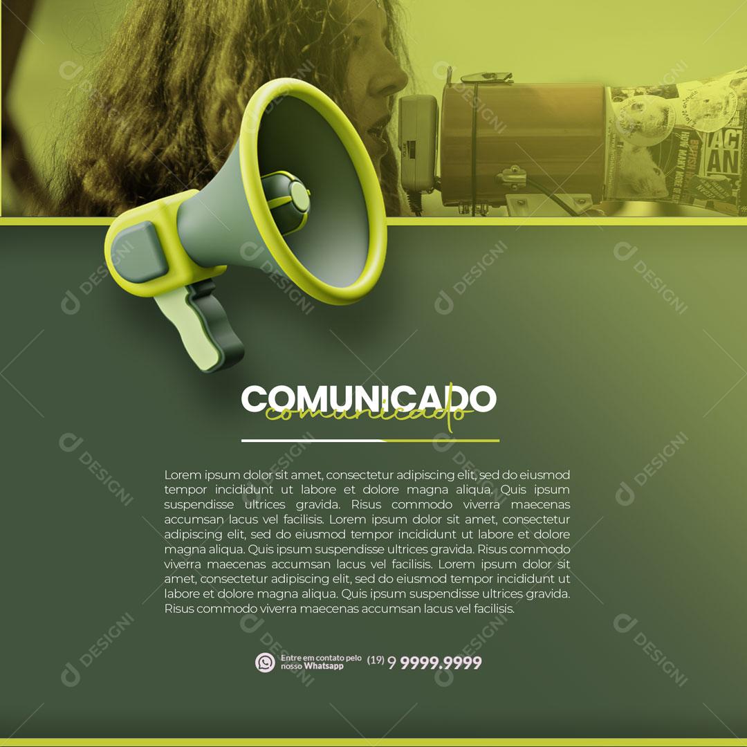 Social Media Comunicado Aviso PSD Editável