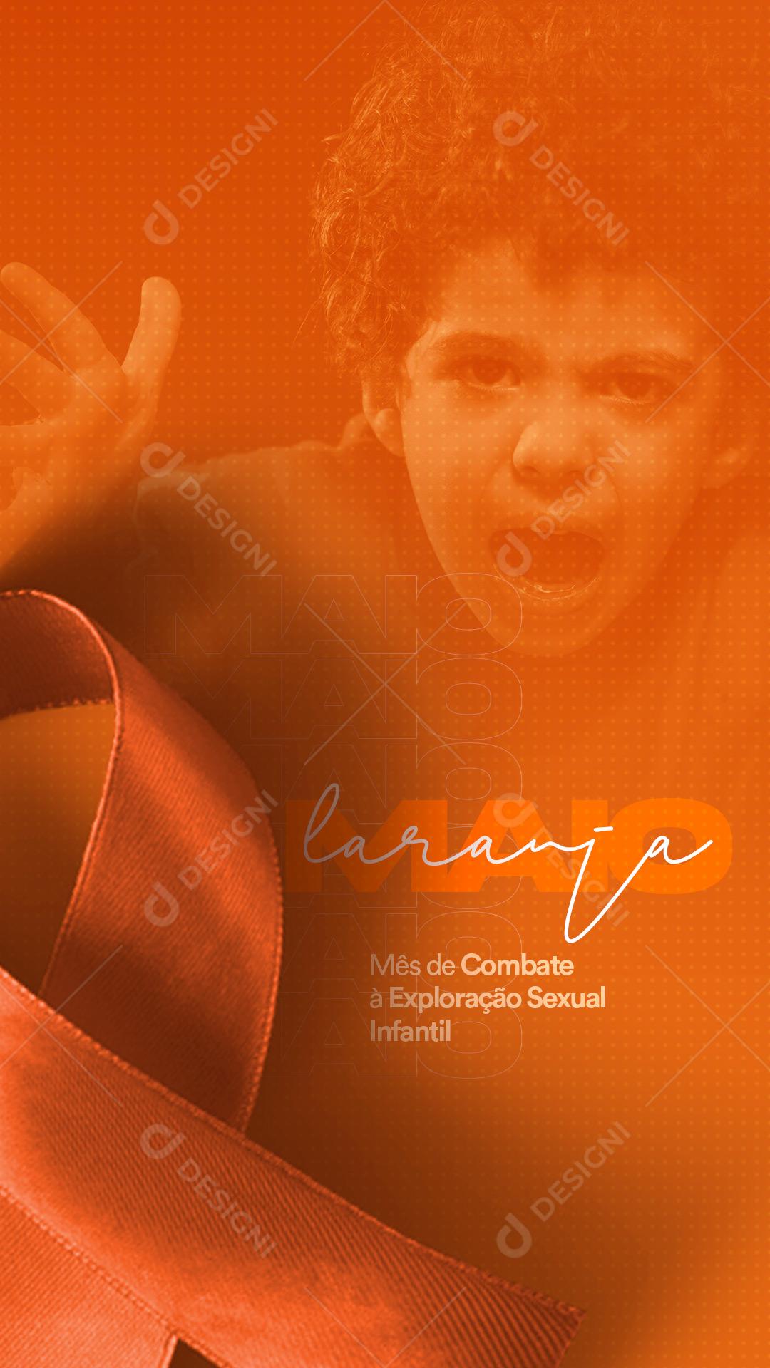 Stories Mês de Combate à Exploração Sexual Infantil Maio Laranja Social Media PSD Editável