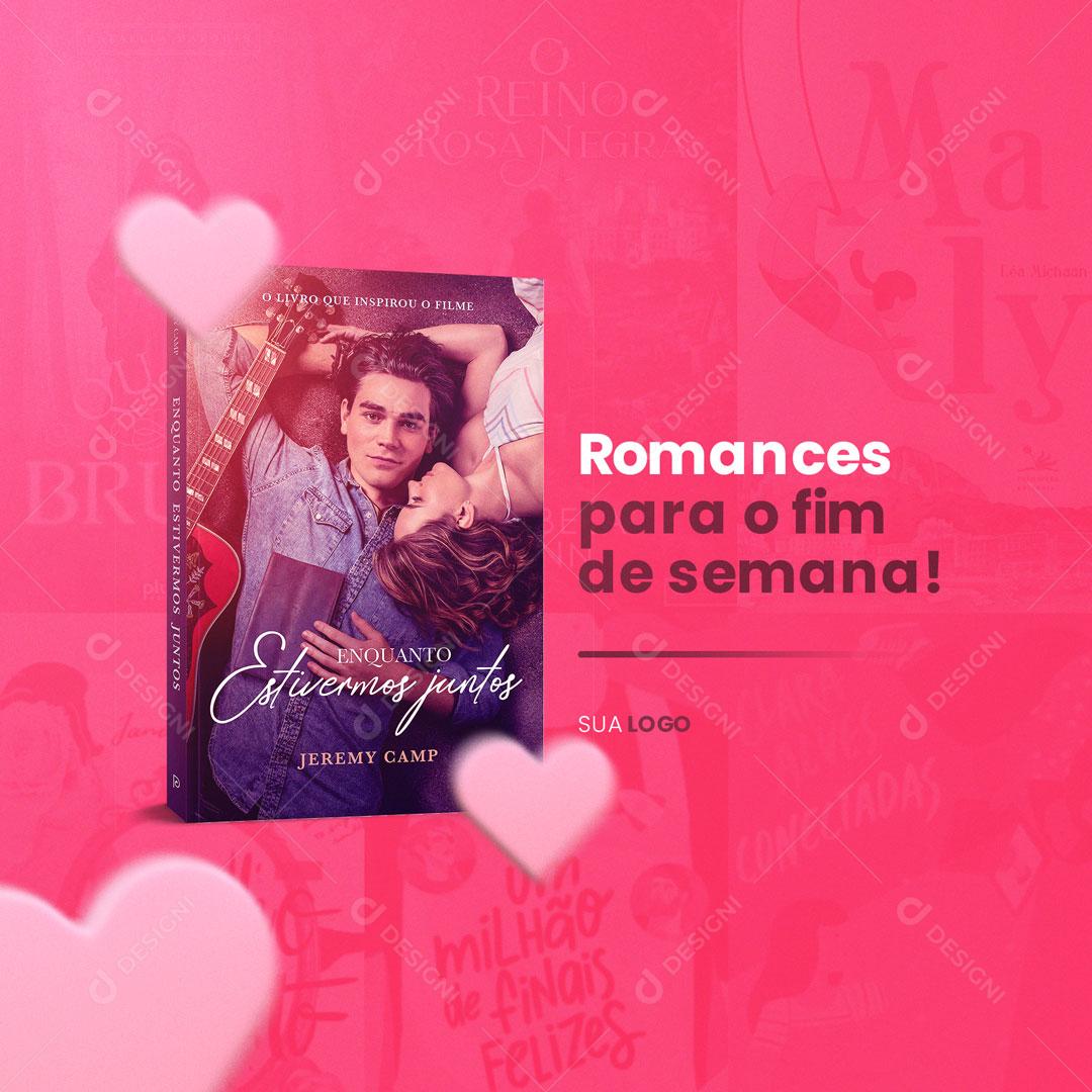 Social Media Livraria Livro Romance Para o Fim de Semana PSD Editável