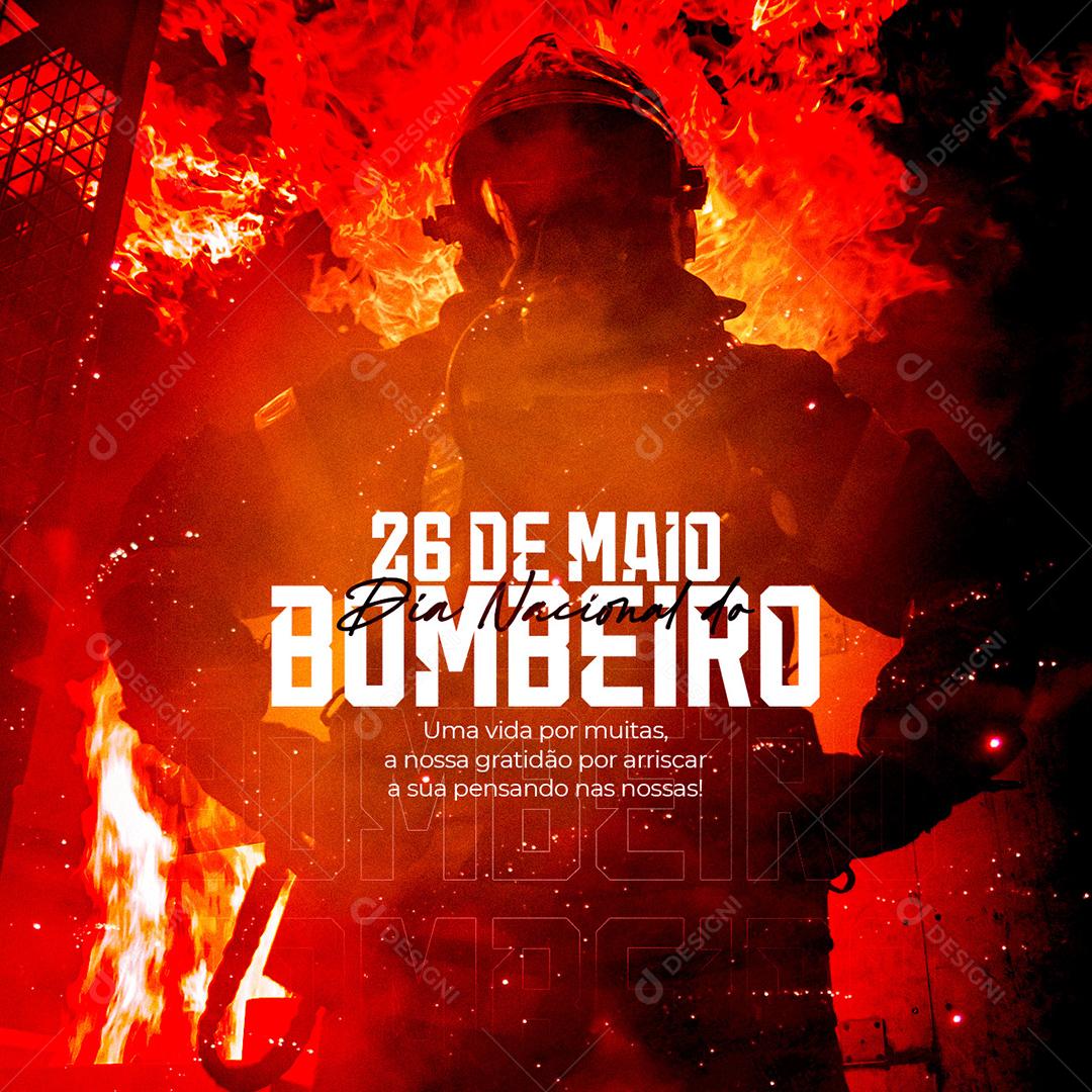 Social Media Uma Vida por Muitas Dia do Bombeiro 26 de Maio PSD Editável