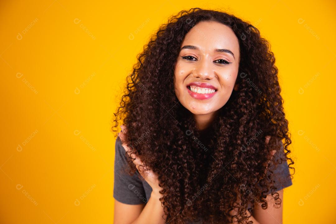 Beauty portrait of African American woman with afro hairstyle