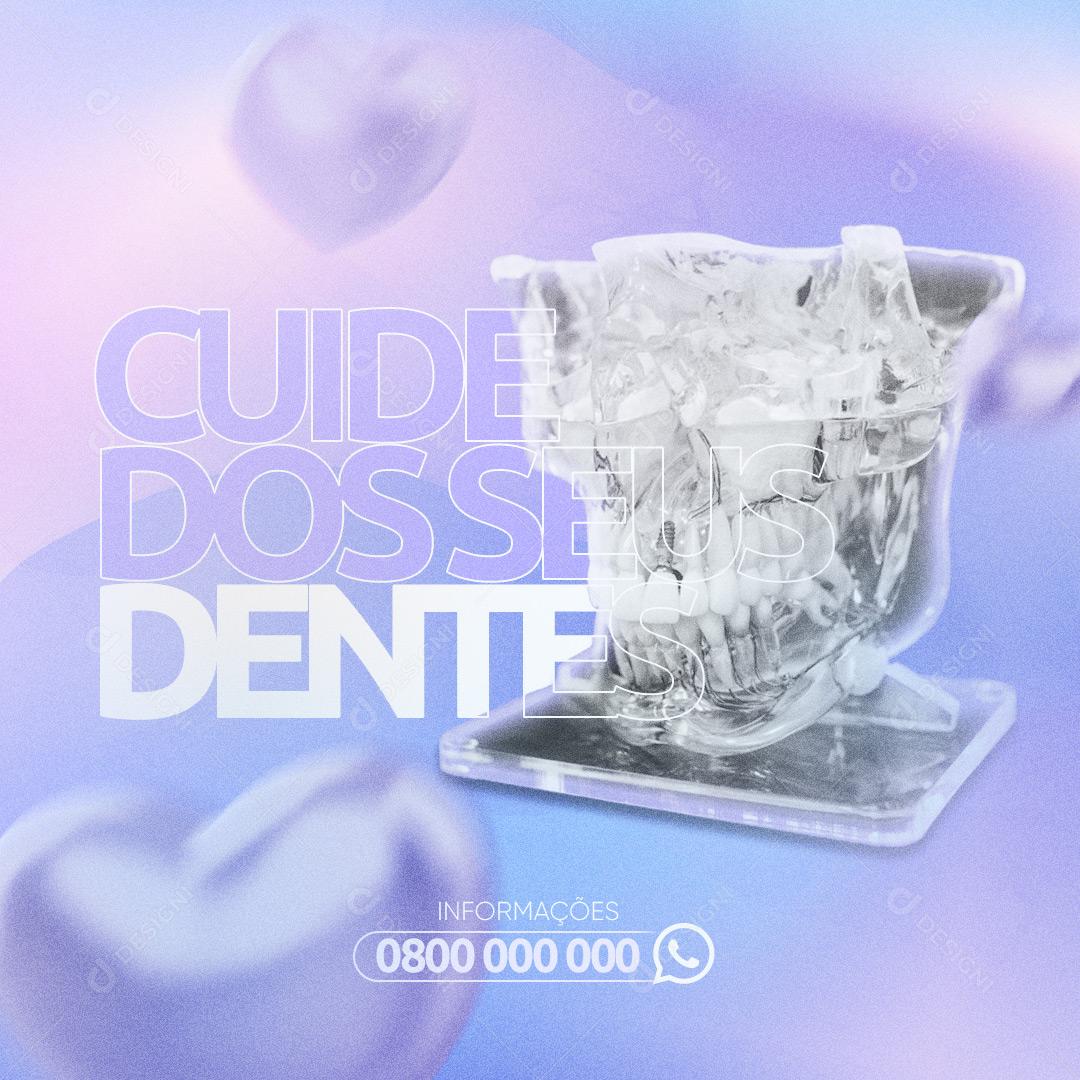 Post Dentista Cuide Dos Deus Dentes Social Media PSD Editável