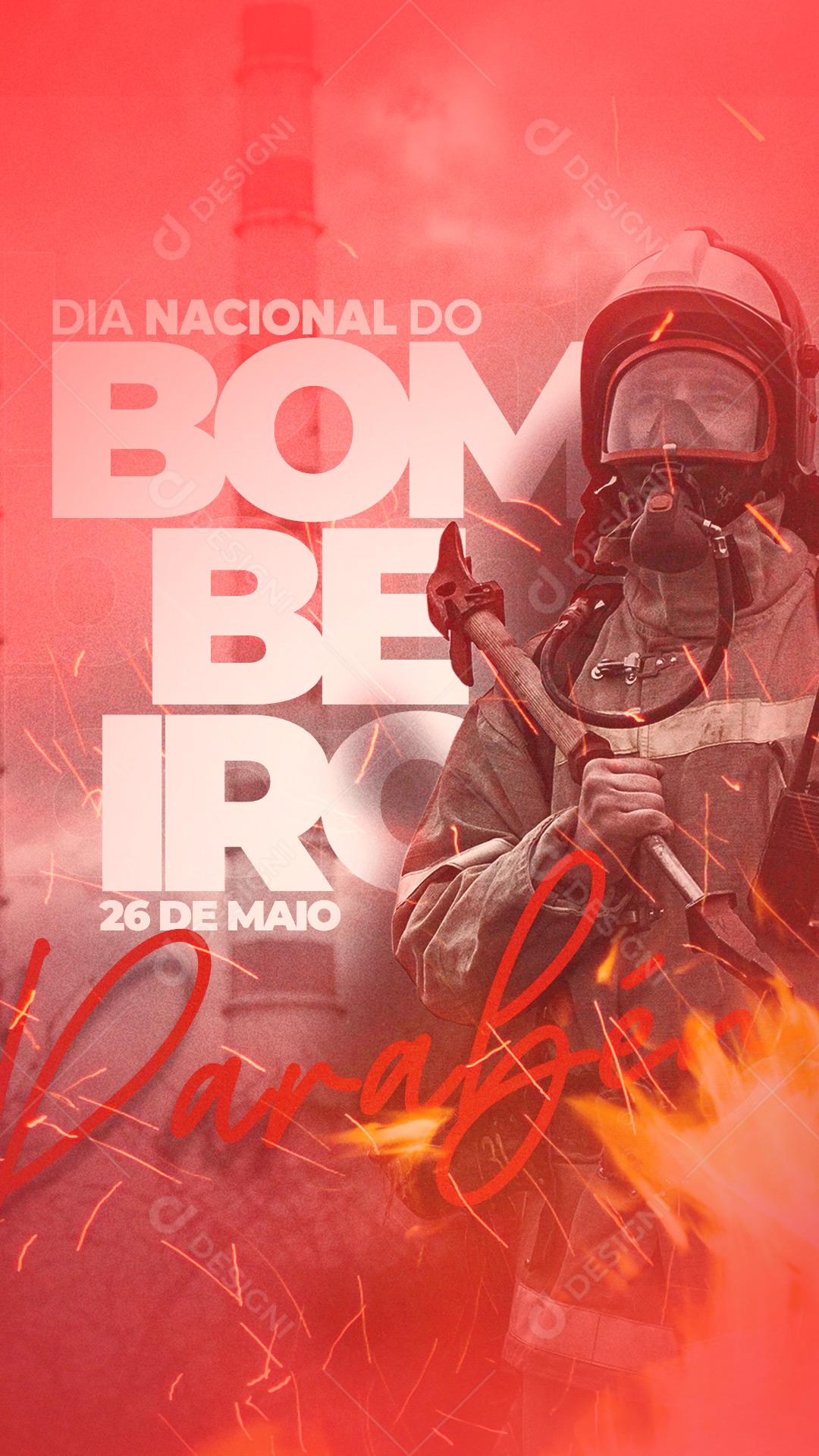 Social Media Story Dia do Bombeiro Parabéns PSD Editável