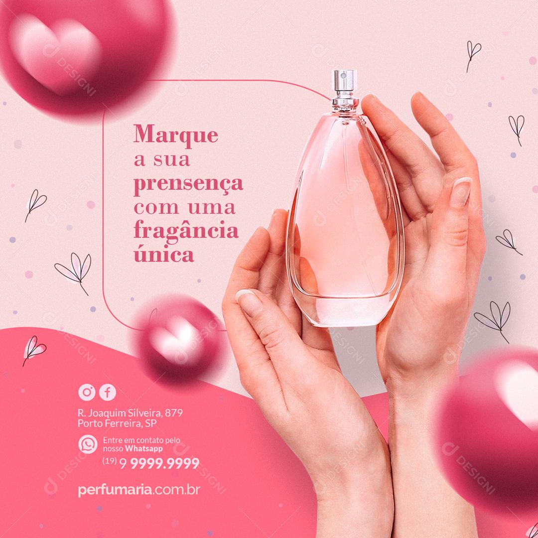 Perfumaria Marque A sua presença com uma Fragância única Social Media PSD Editável