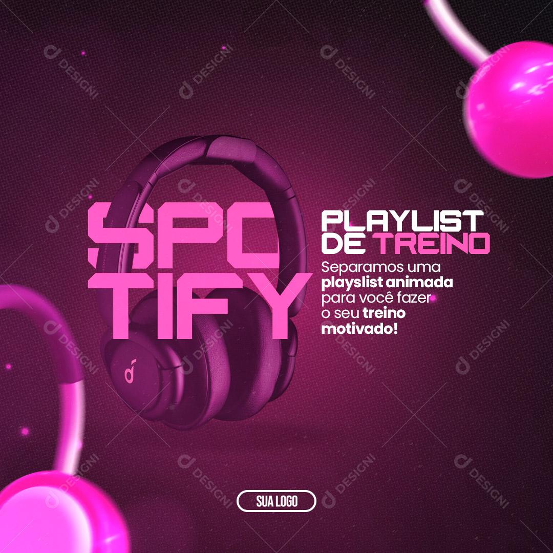 Post Academia Playlist de Treino Social Media PSD Editável