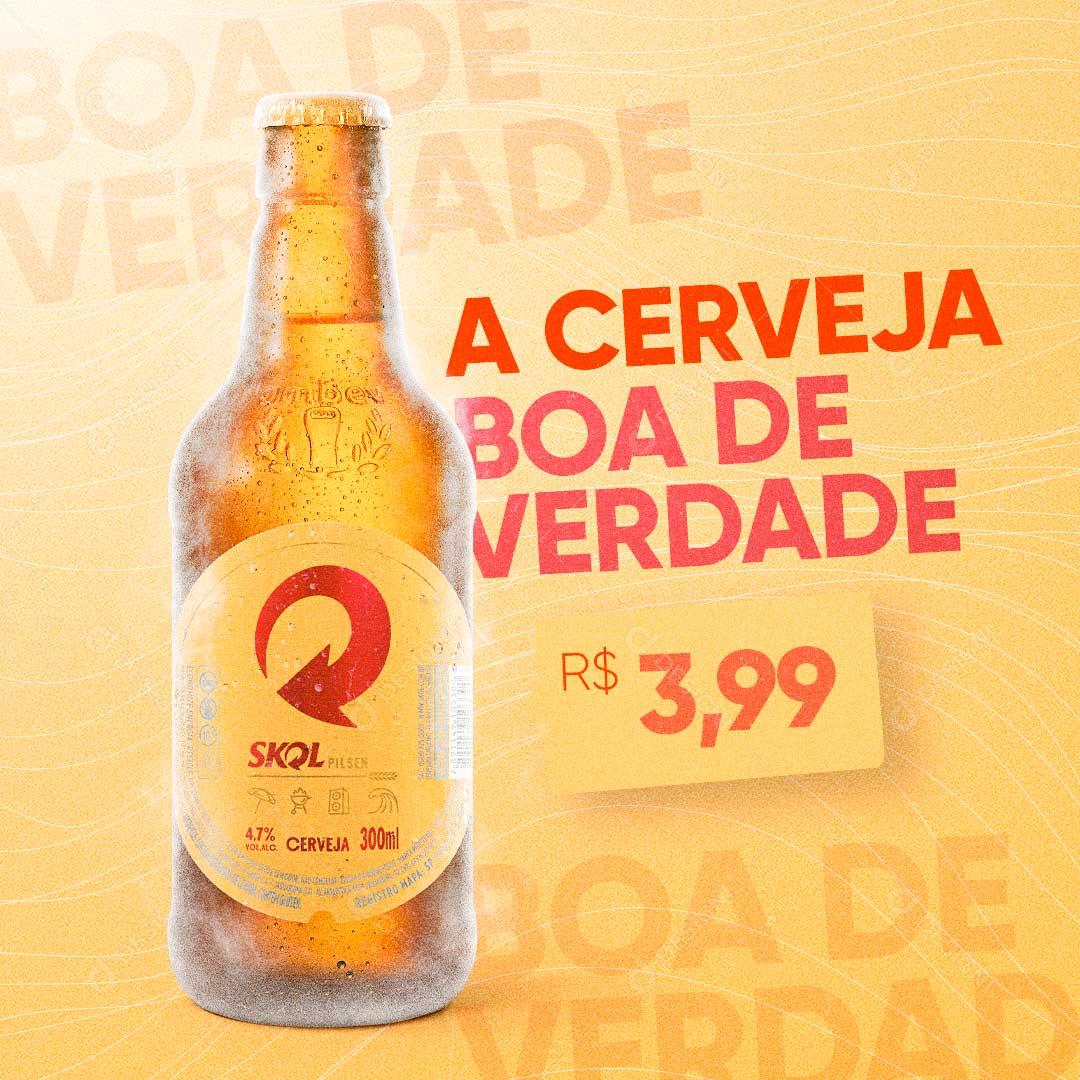 Social Media Bebidas Cerveja Gelada Skol PSD Editável