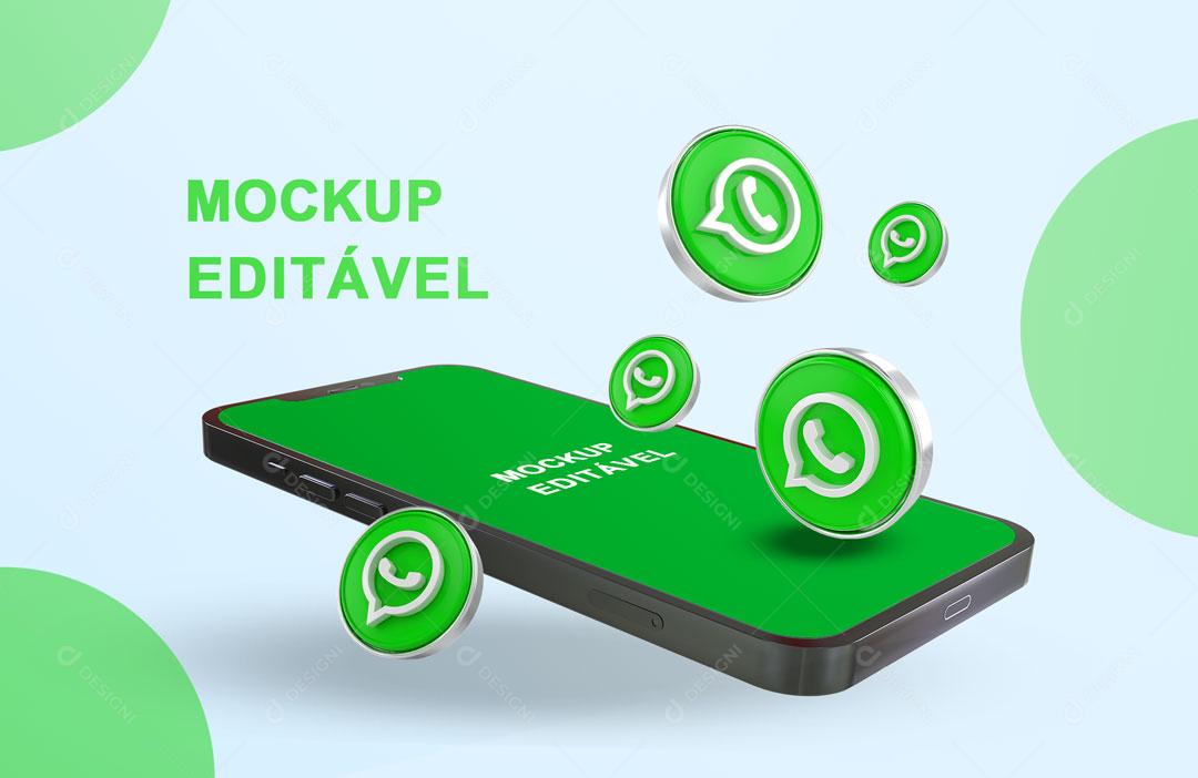 Mockup 3d Celular Whatsapp Redes Sociais Psd Editável Download Designi