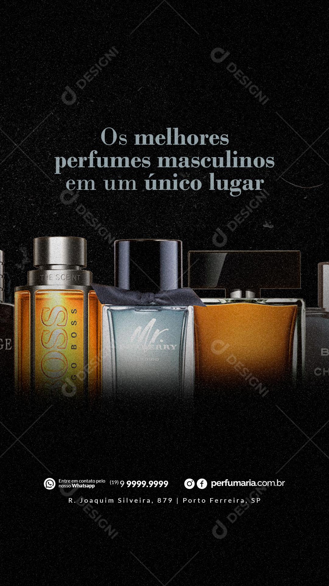 Story Perfumaria Os melhores perfumes masculinos em um único lugar Social Media PSD Editável